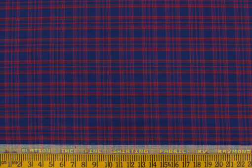 Raymond Men's Polyester Cotton Checks 2.25 Meter Unstitched Shirting Fabric (Dak Royal Blue)