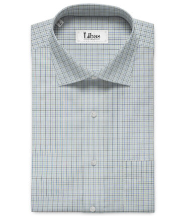 Raymond Men's Polyester Cotton Checks 2.25 Meter Unstitched Shirting Fabric (White & Black)