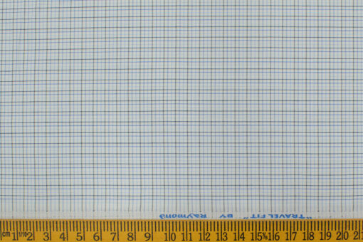 Raymond Men's Polyester Cotton Checks 2.25 Meter Unstitched Shirting Fabric (White & Black)