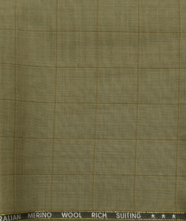 J.Hampstead Men's Wool Checks Super 120's Unstitched Trouser Fabric (Khakhi) - Image 2