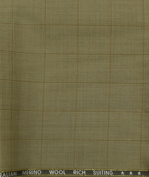 J.Hampstead Men's Wool Checks Super 120's Unstitched Trouser Fabric (Khakhi) - Image 2