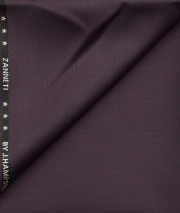 J.Hampstead Men's Wool Solids Super 120's1.30 Meter Unstitched Trouser Fabric (Light Plum Purple)