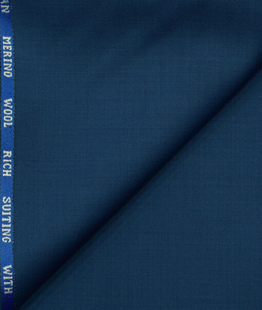 J.Hampstead Men's Wool Solids Super 130's1.30 Meter Unstitched Trouser Fabric (Royal Blue)