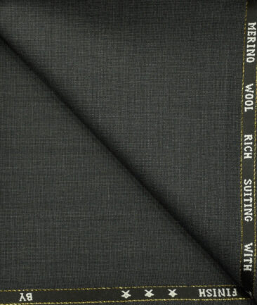 J.Hampstead Men's Wool Structured Super 130's1.30 Meter Unstitched Trouser Fabric (Dark Grey)