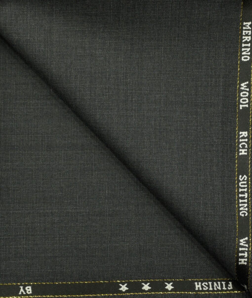 J.Hampstead Men's Wool Structured Super 130's1.30 Meter Unstitched Trouser Fabric (Dark Grey)