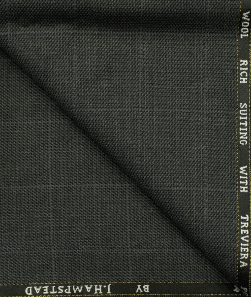 J.Hampstead Men's Wool Structured Super 130's1.30 Meter Unstitched Trouser Fabric (Dark Grey)