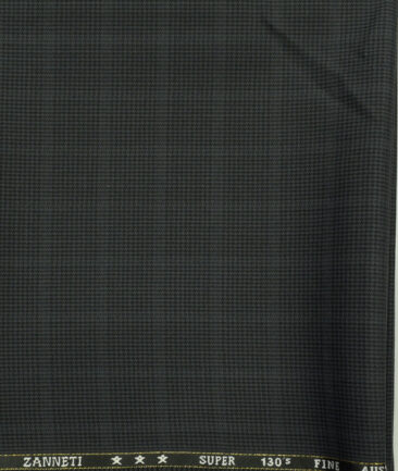 J.Hampstead Men's Wool Checks Super 130's Unstitched Trouser Fabric (Dark Grey) - Image 2