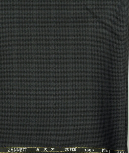 J.Hampstead Men's Wool Checks Super 130's Unstitched Trouser Fabric (Dark Grey) - Image 2