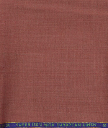 J.Hampstead Men's Wool Self Design Super 130's Unstitched Trouser Fabric (Blush Red) - Image 2