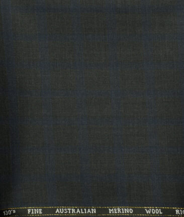 J.Hampstead Men's Wool Checks Super 130's Unstitched Trouser Fabric (Dark Grey) - Image 2