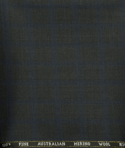 J.Hampstead Men's Wool Checks Super 130's Unstitched Trouser Fabric (Dark Grey) - Image 2
