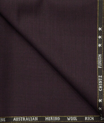 J.Hampstead Men's Wool Structured Super 130's1.30 Meter Unstitched Trouser Fabric (Dark Wine)