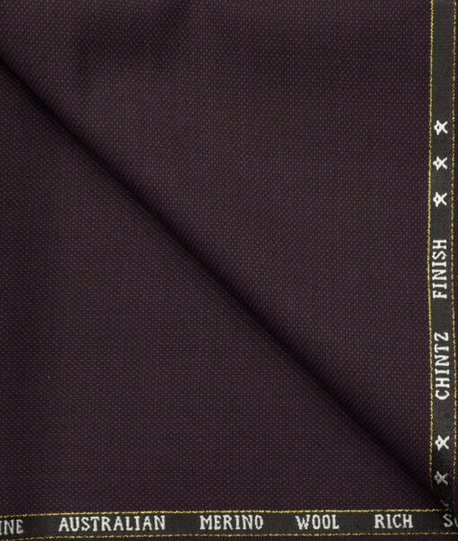 J.Hampstead Men's Wool Structured Super 130's1.30 Meter Unstitched Trouser Fabric (Dark Wine)