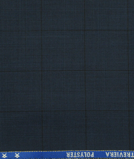 J.Hampstead Men's Wool Checks Super 130's Unstitched Trouser Fabric (Dark Blue) - Image 2
