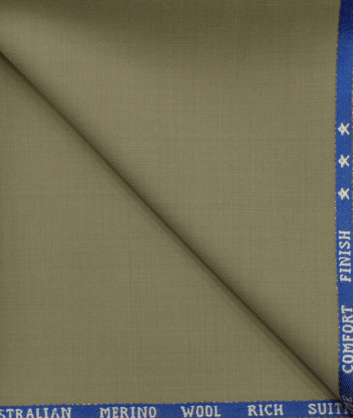 J.Hampstead Men's Wool Solids Super 130's1.30 Meter Unstitched Trouser Fabric (Hazelwood Beige)