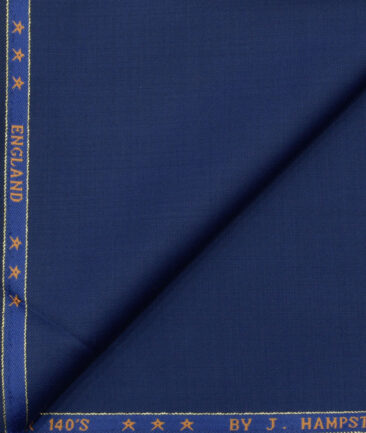 J.Hampstead Men's Wool Solids Super 140's1.30 Meter Unstitched Trouser Fabric (Royal Blue)
