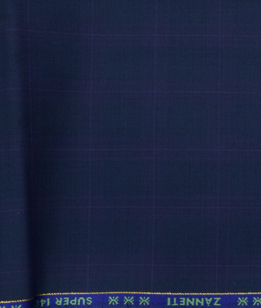 J.Hampstead Men's Wool Checks Super 140's Unstitched Trouser Fabric (Dark Blue) - Image 2