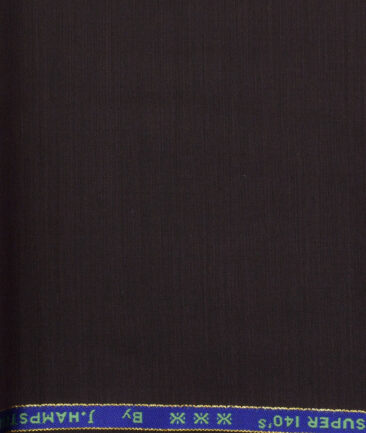 J.Hampstead Men's Wool Self Design Super 140's Unstitched Trouser Fabric (Dark Wine) - Image 2