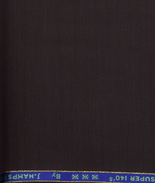 J.Hampstead Men's Wool Self Design Super 140's Unstitched Trouser Fabric (Dark Wine) - Image 2
