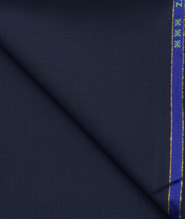 J.Hampstead Men's Wool Solids Super 140's1.30 Meter Unstitched Trouser Fabric (Dark Blue)