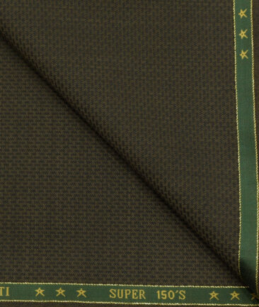J.Hampstead Men's Wool Structured Super 150's1.30 Meter Unstitched Trouser Fabric (Brown)