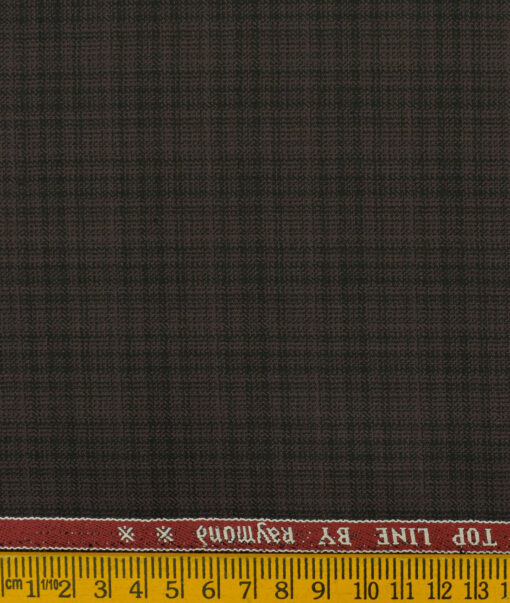 Raymond Men's Polyester Viscose Checks 3.75 Meter Unstitched Suiting Fabric (Dark Wine)