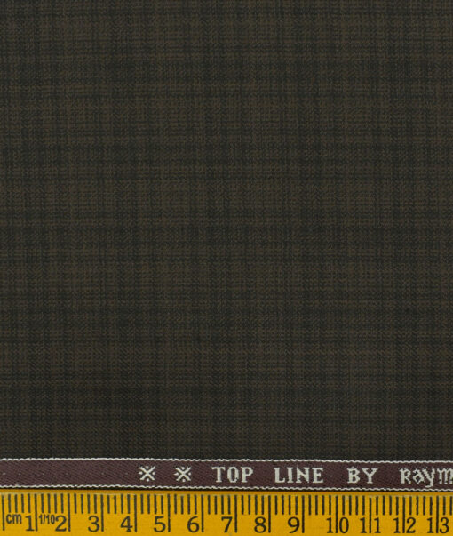 Raymond Men's Polyester Viscose Checks 3.75 Meter Unstitched Suiting Fabric (Dark Brown)