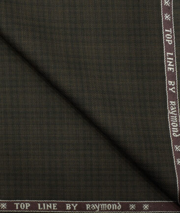 Raymond Men's Polyester Viscose Checks 3.75 Meter Unstitched Suiting Fabric (Dark Brown)