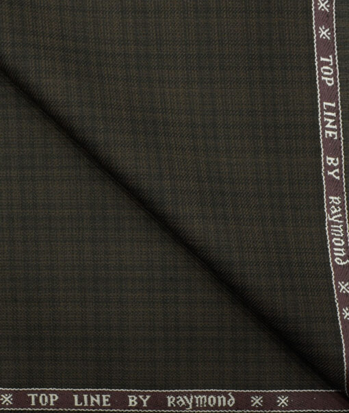 Raymond Men's Polyester Viscose Checks 3.75 Meter Unstitched Suiting Fabric (Dark Brown)