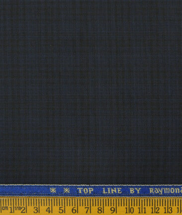 Raymond Men's Polyester Viscose Checks 3.75 Meter Unstitched Suiting Fabric (Dark Blue)