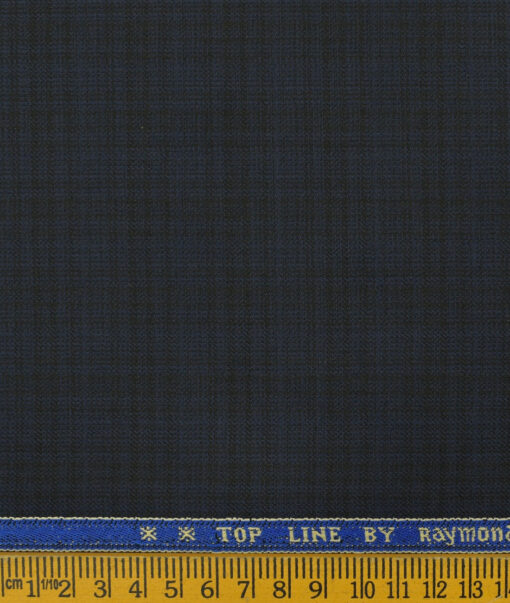 Raymond Men's Polyester Viscose Checks 3.75 Meter Unstitched Suiting Fabric (Dark Blue)