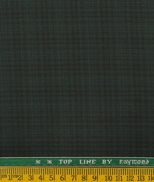 Raymond Men's Polyester Viscose Checks 3.75 Meter Unstitched Suiting Fabric (Dark Green)