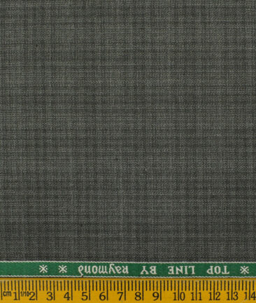 Raymond Men's Polyester Viscose Checks 3.75 Meter Unstitched Suiting Fabric (Grey)