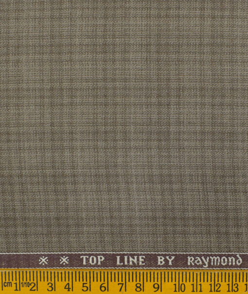 Raymond Men's Polyester Viscose Checks 3.75 Meter Unstitched Suiting Fabric (Medium Brown)