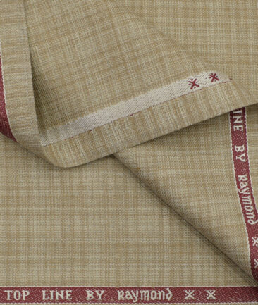 Raymond Men's Polyester Viscose Checks 3.75 Meter Unstitched Suiting Fabric (Beige)