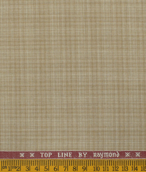 Raymond Men's Polyester Viscose Checks 3.75 Meter Unstitched Suiting Fabric (Beige)