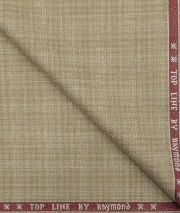 Raymond Men's Polyester Viscose Checks 3.75 Meter Unstitched Suiting Fabric (Beige)