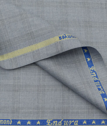Raymond Men's Polyester Viscose Checks 3.75 Meter Unstitched Suiting Fabric (Sky Blue)