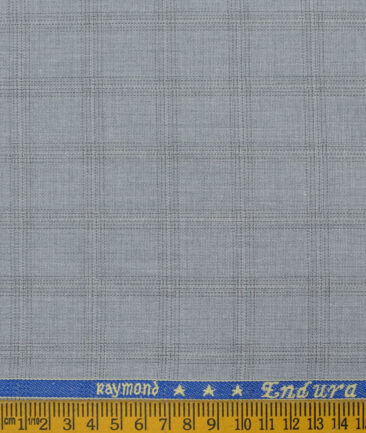 Raymond Men's Polyester Viscose Checks 3.75 Meter Unstitched Suiting Fabric (Sky Blue)