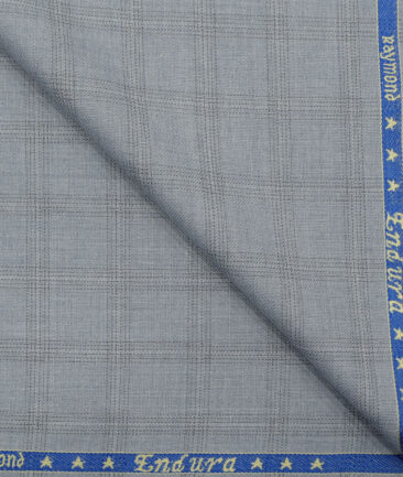 Raymond Men's Polyester Viscose Checks 3.75 Meter Unstitched Suiting Fabric (Sky Blue)