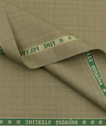 Raymond Men's Polyester Viscose Checks 3.75 Meter Unstitched Suiting Fabric (Beige)