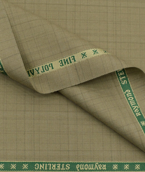Raymond Men's Polyester Viscose Checks 3.75 Meter Unstitched Suiting Fabric (Beige)