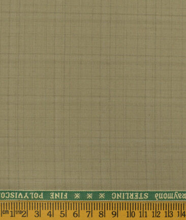 Raymond Men's Polyester Viscose Checks 3.75 Meter Unstitched Suiting Fabric (Beige)