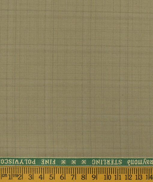 Raymond Men's Polyester Viscose Checks 3.75 Meter Unstitched Suiting Fabric (Beige)