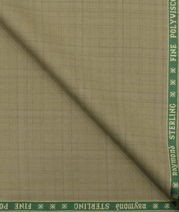 Raymond Men's Polyester Viscose Checks 3.75 Meter Unstitched Suiting Fabric (Beige)