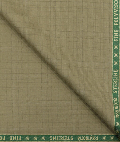 Raymond Men's Polyester Viscose Checks 3.75 Meter Unstitched Suiting Fabric (Beige)