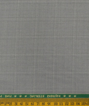 Raymond Men's Polyester Viscose Checks 3.75 Meter Unstitched Suiting Fabric (Light Grey)