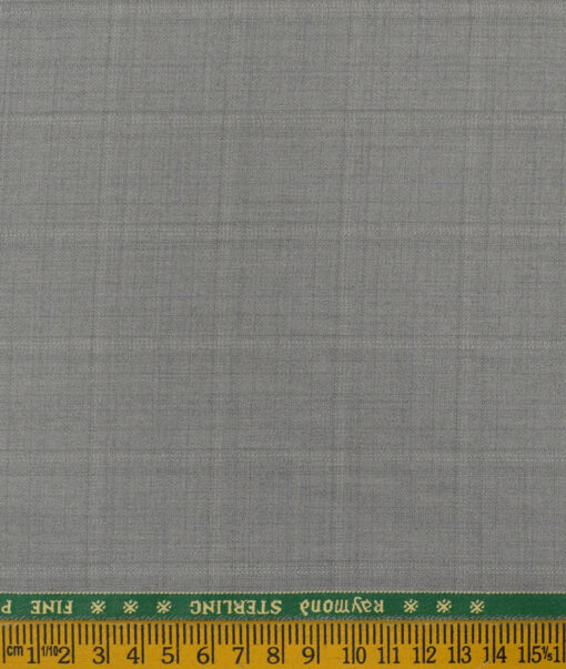 Raymond Men's Polyester Viscose Checks 3.75 Meter Unstitched Suiting Fabric (Light Grey)