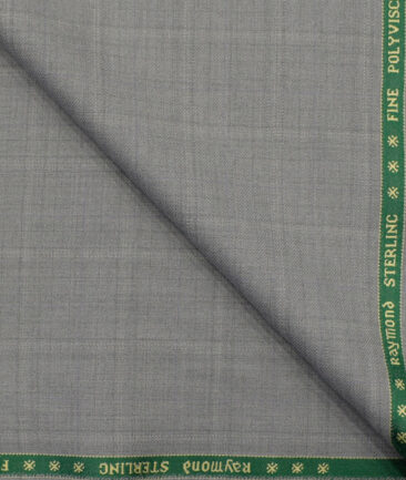 Raymond Men's Polyester Viscose Checks 3.75 Meter Unstitched Suiting Fabric (Light Grey)