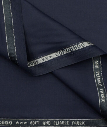 Raymond Men's Polyester Viscose Solids 3.75 Meter Unstitched Suiting Fabric (Dark Royal Blue)